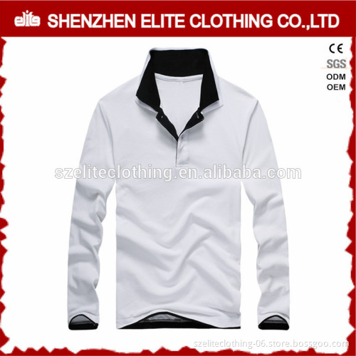 Wholesale Cheap Mens Long Sleeves Polo Shirt in White